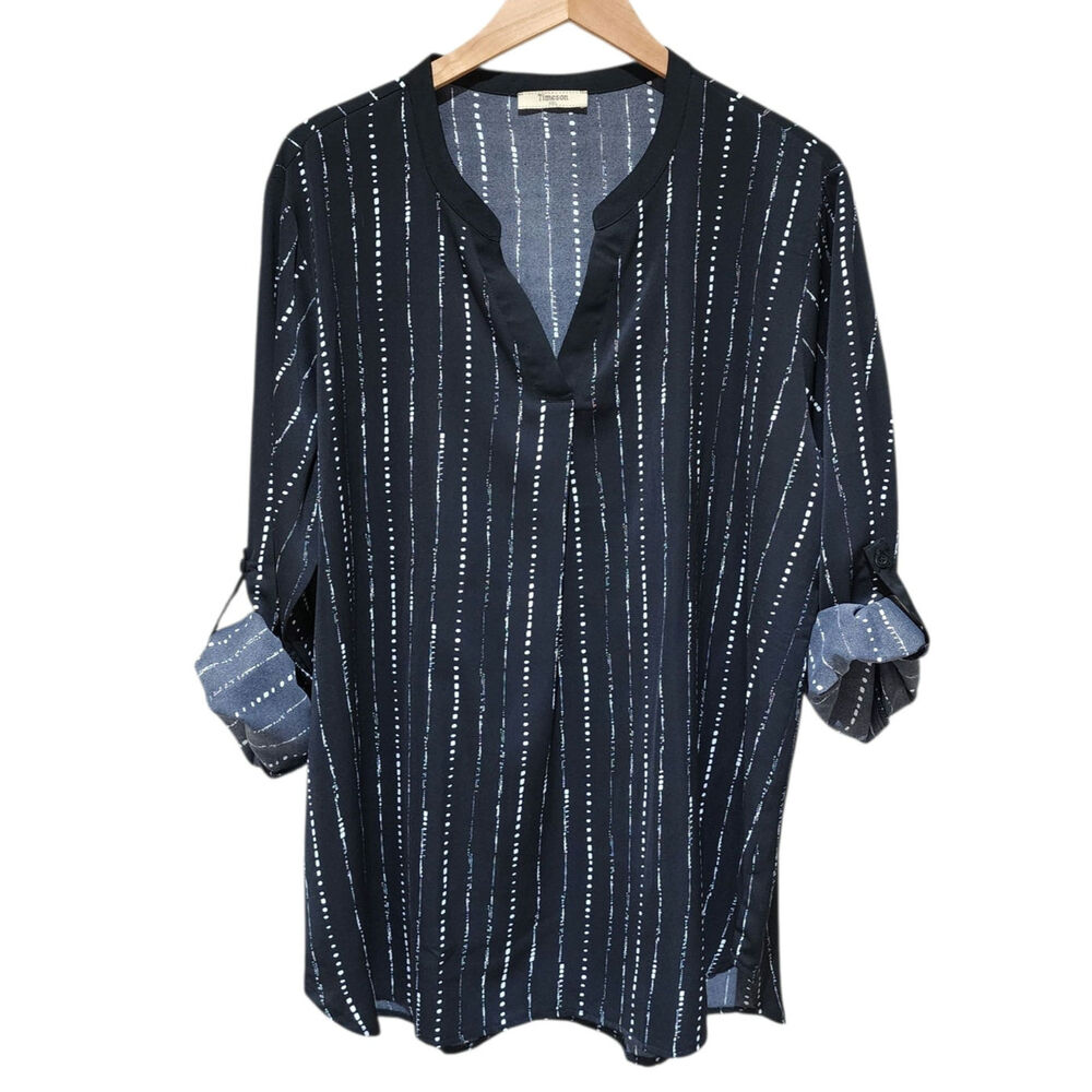 V-neck Blouse Roll Tab